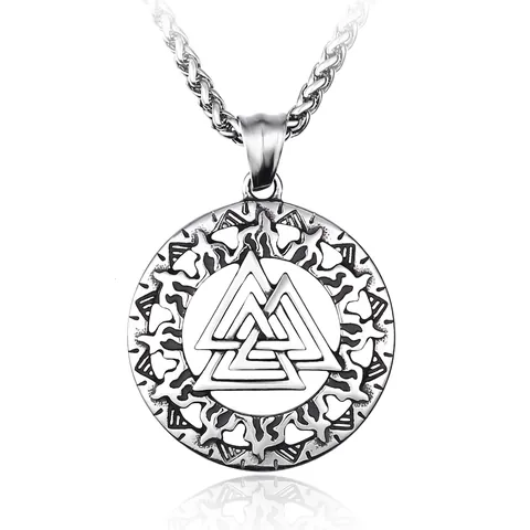 Ciondolo Vichingo Nordico in Acciaio Inossidabile con Simbolo Valknut Gioielli Geometrici Mitologia Retrò Regalo per Uomo e Donna