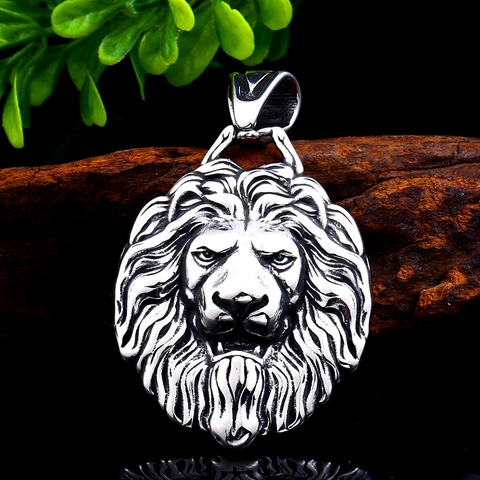 Vintage Edelstahl Löwenkopf Anhänger Ohne Kette Retro Punk Tier Charm Für Herren Cool Gothic Schmuck Zubehör