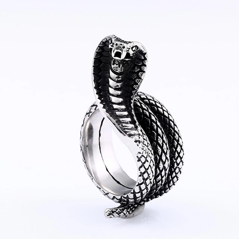 Gothic Punk Kobra Schlange Ring Edelstahl Vintage Silber Tierform Biker Ring Für Herren Damen Personalisierter Schmuck