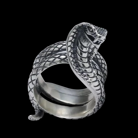 Gothic Punk Kobra Schlange Ring Edelstahl Vintage Silber Tierform Biker Ring Für Herren Damen Personalisierter Schmuck