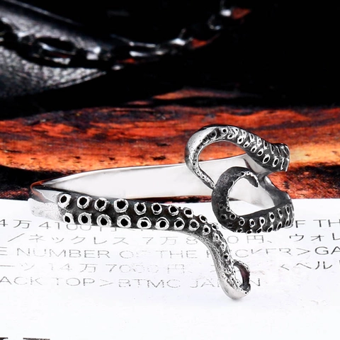 Vintage Octopus Tentakel Open Ring Roestvrij Staal Cthulhu Punk Gothic Verstelbaar Biker Ring Voor Mannen Vrouwen Sieraden
