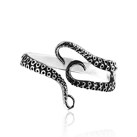 Vintage Octopus Tentakel Open Ring Roestvrij Staal Cthulhu Punk Gothic Verstelbaar Biker Ring Voor Mannen Vrouwen Sieraden