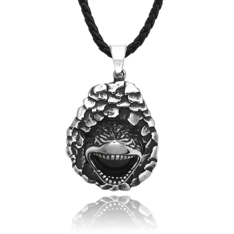 Vintage 316L Stainless Steel Crocodile Mouth Scale Pendant For Men Punk Gothic Animal Face Pendant Only Without Chain Jewelry