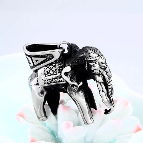 Vintage Edelstahl Elefant Anhänger Ohne Kette Retro Glückstier Geschnitztes Totem Design Personalisierter Schmuck Zubehör