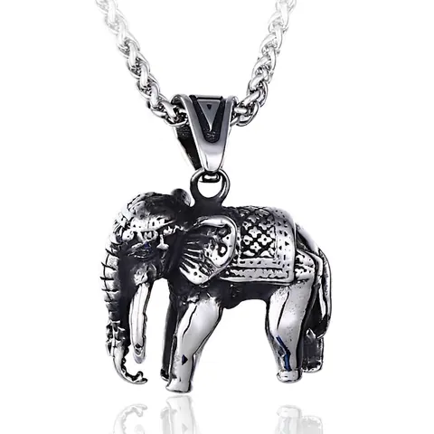 Vintage Edelstahl Elefant Anhänger Ohne Kette Retro Glückstier Geschnitztes Totem Design Personalisierter Schmuck Zubehör