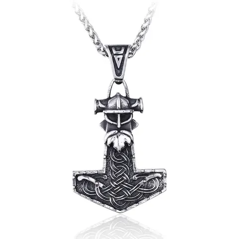 Viking Thor Hammer Pendant 316L Stainless Steel Retro Nordic Mjolnir Odin Warrior Head Pendant Only For Men Jewelry Gift