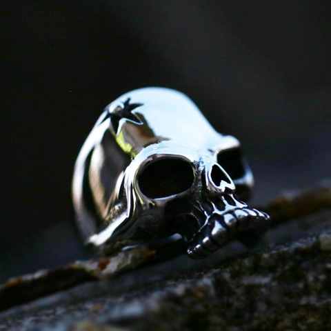 Vintage Stainless Steel Skull Ring Men's Punk Gothic Viking Biker Band Finger Ring Silver Heavy Metal Jewelry Gift