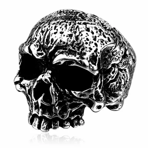 Vintage Roestvrij Staal Schedel Ring Gothic Punk Mannen Persoonlijkheid Rock Heavy Metal Sieraden Distressed Biker Vinger Ring