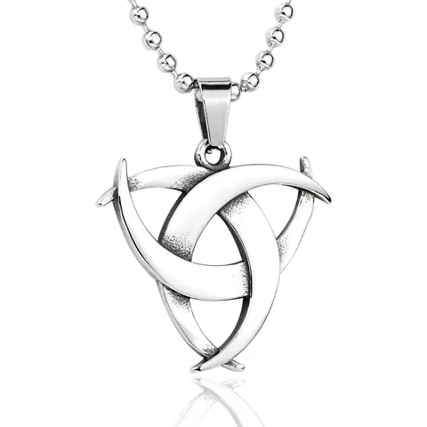 Stainless Steel Horn Of Odin Pendant Necklace Vintage Celtic Knot Nordic Mythology Jewelry For Men Women Daily Wear Silver Color
