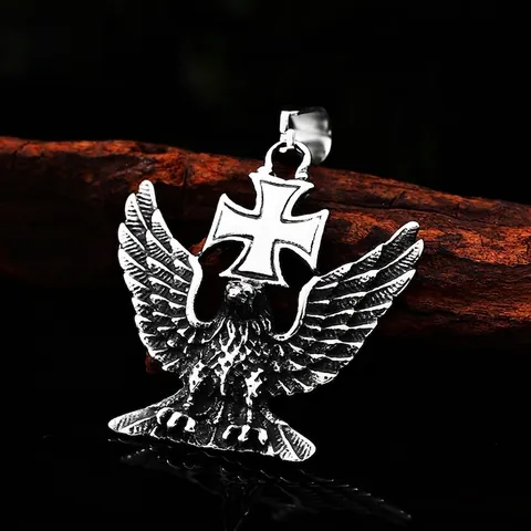 Collana con Ciondolo Aquila in Acciaio Inossidabile Retro per Uomo Croce di Ferro Ossidato Ciondolo Animale Gioielli Gothic Punk