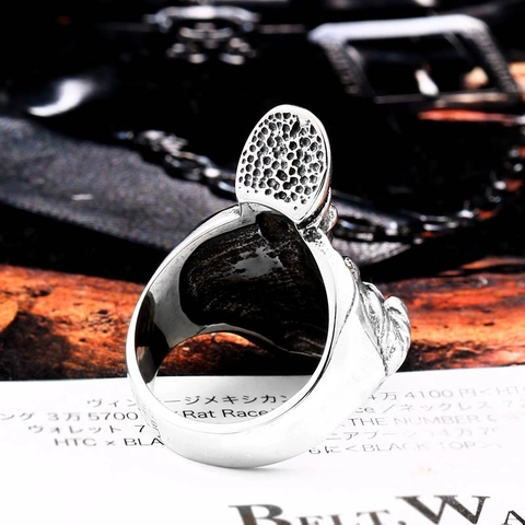 Vintage Punk Stainless Steel Skull Pope Ring For Men Gothic Religious Inverted Cross Priest Crown Retro Silver Biker Ring