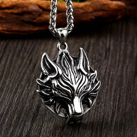 Wikinger Wolf Totem Anhänger Gotik Edelstahl Tierkopf Anhänger Retro Punk Schmuck Für Herren Anhänger Ohne Kette