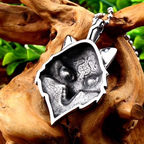 Vintage Viking Wolf Head Pendant Only Without Chain Stainless Steel Punk Nordic Geometric Carved Animal Men Jewelry Accessory