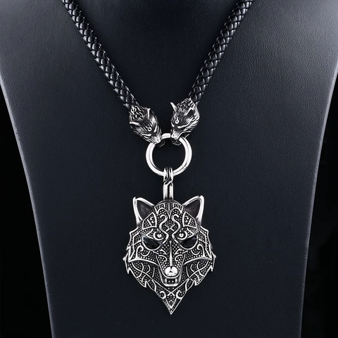 Vintage Viking Wolf Head Pendant Only Without Chain Stainless Steel Punk Nordic Geometric Carved Animal Men Jewelry Accessory