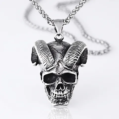 Gothic Punk Roestvrij Staal Ram Schedel Hanger Voor Heren Dames Retro Zilver Schedel Biker Rock Hanger Zonder Ketting