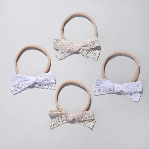 Süßes Baby Mädchen Spitzen Schleifen Haarband Elastisches Nylon Neugeborenen Stirnband Fotografie Requisite Prinzessinnenstil