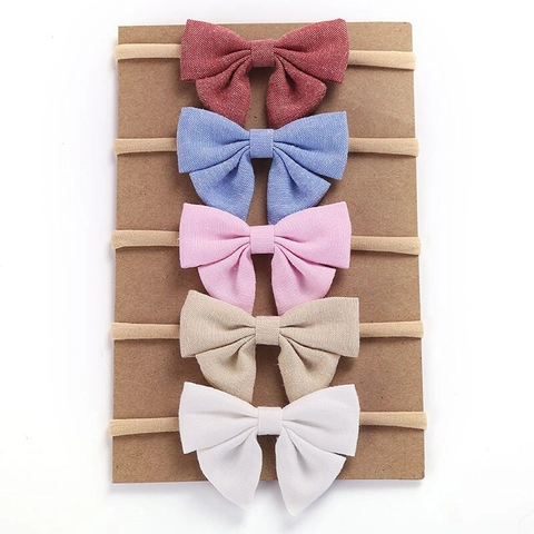 Fasce con Fiocco in Morbido Tessuto per Neonata Elastici in Nylon per Capelli Graziosi Accessori per Fiocchi per Bambini