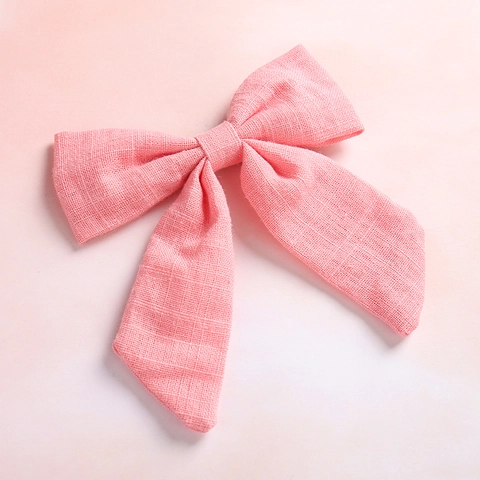 Handmade Slub Cotton Swallowtail Bow Hair Clip For Baby Girls Kids Solid Color Fabric Texture Hair Accessory Gift