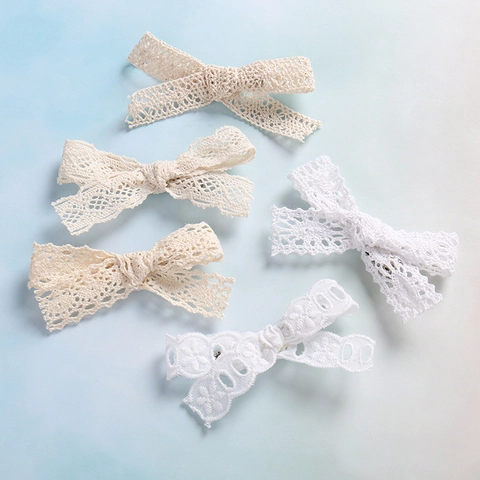 Mollette per Capelli con Fiocco in Pizzo per Neonata Bambina Fatte a Mano all'Uncinetto Floreali Accessori per Capelli Vintage