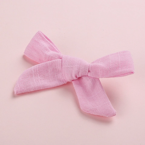 Pinzas para el Pelo con Lazo de Algodón y Lino Hechas a Mano para Niñas Bebé Color Sólido Lindo Estilo Coreano Accesorios para el Cabello