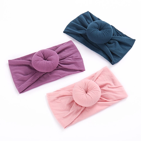 Diadema de Nailon Suave para Bebé Con Nudo de Dona Turbante Ancho Elástico para Lactantes Niños Pequeños Lindo Accesorio para el Cabello