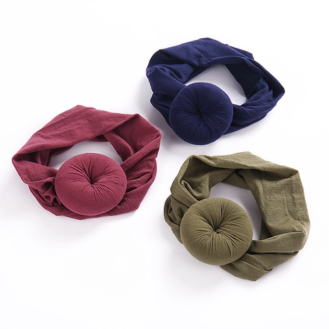 Soft Nylon Elastic Baby Headband With Donut Knot Turban Style Infant Toddler Knitted Hair Accessories For Kids Girls Hairband