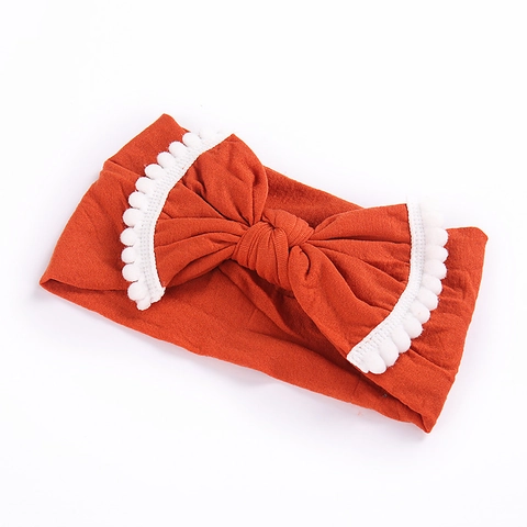 Fascia per Capelli in Nylon Elastico per Neonati Con Grande Fiocco e Pompon Morbida Fascia Elastica per Neonati Bambini