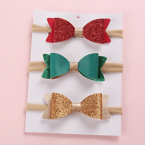 Fascia per Capelli Neonato con Fiocco di Paillette Glitterate Copricapo in Nylon Morbido per Neonati e Bambine Natale Gioielli
