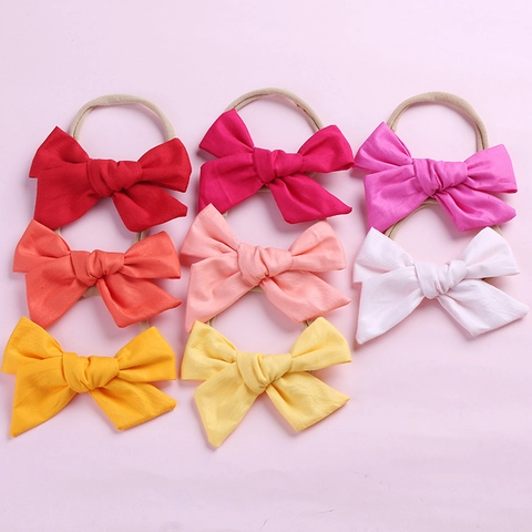 Handgemachtes Schleife Baby Stirnband Weiches Elastisches Nylon Haarband Für Neugeborene Mädchen Niedlicher Baumwollschmuck