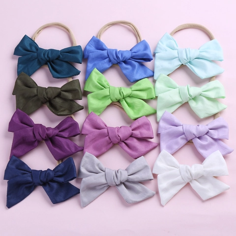 Handgemachtes Schleife Baby Stirnband Weiches Elastisches Nylon Haarband Für Neugeborene Mädchen Niedlicher Baumwollschmuck
