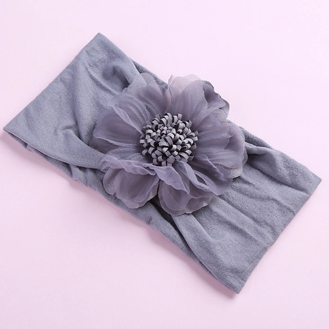 Fascia per Neonati in Nylon Elastico con Grande Fiore in Chiffon e Fiocco Morbida Fascia per Capelli per Neonati e Bambini