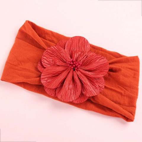 Baby Mädchen Elastische Nylon Stirnbänder Mit Großer Satinblume Weiche Dehnbare Haarbänder Für Kleinkinder Säuglinge Kinder
