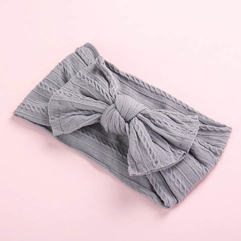 Baby Kids Bow Headbands Soft Elastic Nylon Cable Knit Wide Turban Hair Bands For Toddler Infant Girls Newborn Sports Hair Accessories