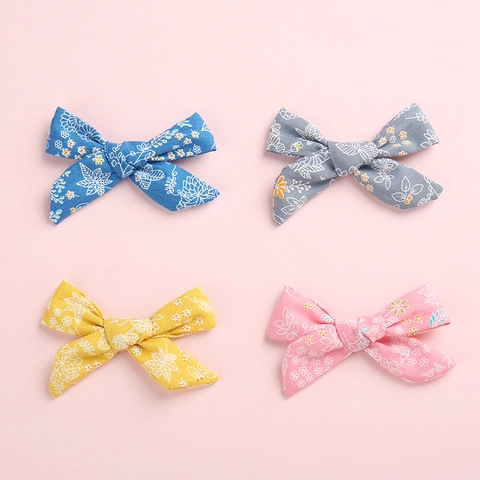 Florale Baumwolle Haarklammern Mit Schleife Für Baby Mädchen Süße Schmetterling Druck Haarnadel Kopfschmuck Accessoires Alltag Party