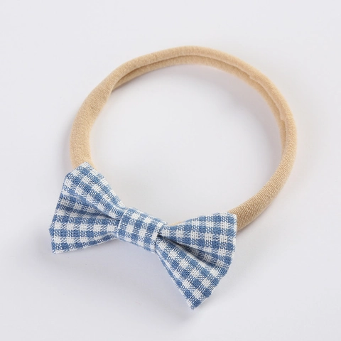 Bandeau à Nœud Plaid pour Bébé Fille Bande Cheveux Élastique en Nylon Souple Accessoires de Cheveux Gingham pour Nouveau-né