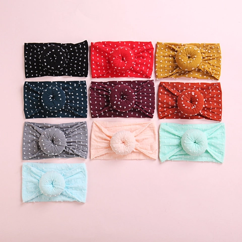 Diademas de Nudo de Dona para Bebé Diademas de Nailon Suaves Y Elásticas Para Recién Nacidos Niños Banda Ancha Turbante de Lunares