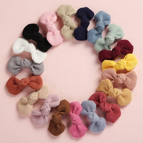 Cute Corduroy Bow Hair Clips For Kids Sweet Handmade Solid Color Alligator Clips Hair Accessories For Girls Toddlers Children Gift