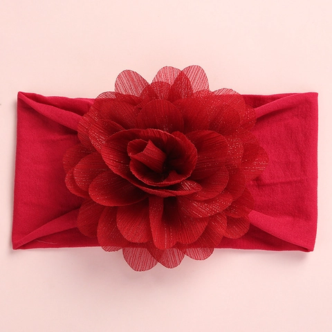 Fascia Elastica per Neonata Con Grande Fiore in Chiffon e Rete Morbida Fascia per Capelli in Nylon per Bambini Accessori per Capelli Floreali