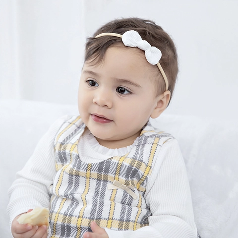 Mignon Bandeau Bébé avec Nœud en Velours Côtelé Coiffure Bébé en Nylon Élastique Souple pour Nouveau-né Tout-petit Accessoires Cheveux