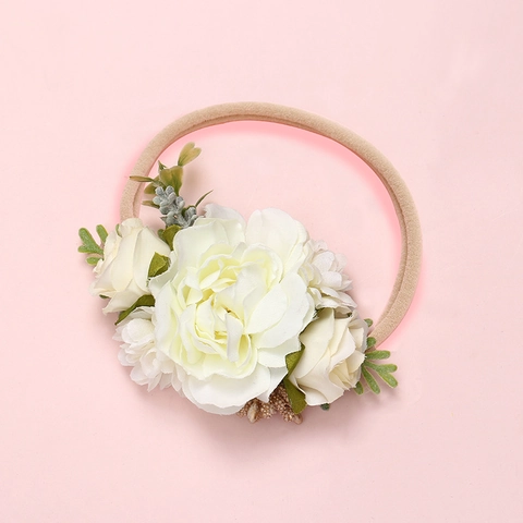 Weiches Elastisches Nylon Baby Blumen Stirnband Handgefertigtes Florales Kleinkind Mädchen Haarband Fotografie Requisite Party Kopfschmuck Zubehör