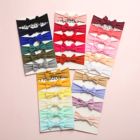 Soft Elastic Baby Headband With Bow Knot Solid Color Polyester Hair Accessory For Newborn Infants Toddlers Daily Headwear