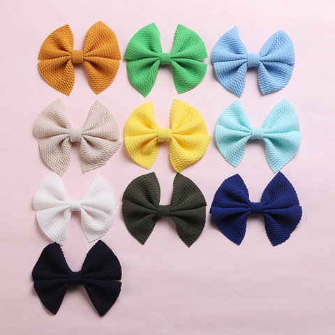 Handmade Kids Bow Hair Clip Minimalist Solid Color Bubble Cloth Waffle Texture Barrettes For Baby Girls Hair Accessories