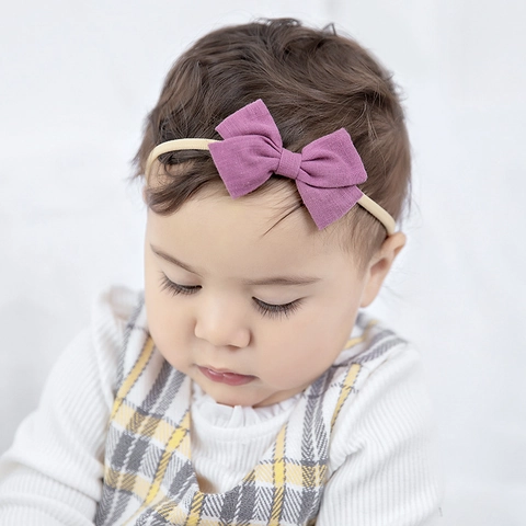 Zachte Elastische Baby Strik Hoofdband Katoen Linnen Strik Haarband Naadloze Peuter Pasgeboren Haaraccessoires Hoofdtooi