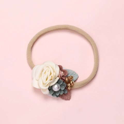 Handmade Floral Baby Headband Elastic Nylon Hair Band Infant Toddler Flower Headpiece For Wedding Birthday Party Accessories