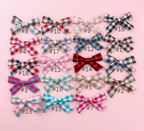 Plaid Bow Hair Clips For Baby Girls Kids Handmade Fabric Checkered Pattern Hair Barrettes Children Hair Accessories