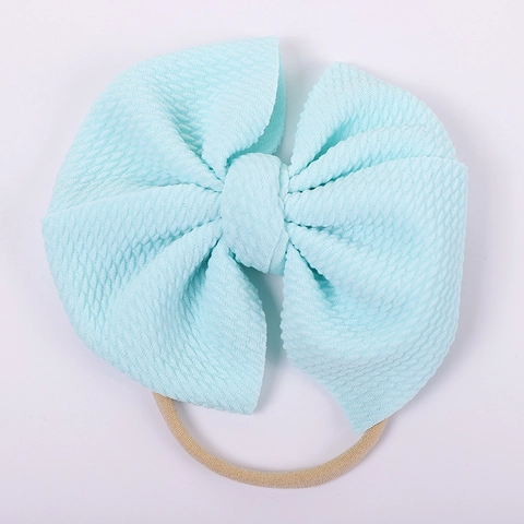 Waffle Fabric Double Layer Bow Infant Headbands For Baby Girls Soft Elastic Nylon Seamless Hair Band Toddler Kids Hair Accessories