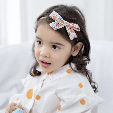 Floral Bow Baby Hair Ties Soft Elastic Nylon Headbands For Toddlers Kids Girls Cute Fabric Flower Hair Accessories