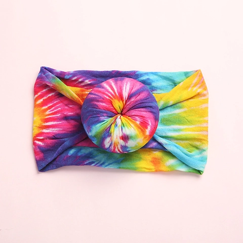 Boho Bedrucktes Baby Nylon Stirnband Weich Elastisch Donut Knoten Kopfband Für Kleinkinder Neugeborene Mädchen Haar Zubehör