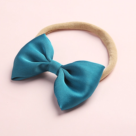 Fascia per Capelli per Neonati con Fiocco in Raso Morbido Fascia in Nylon Elastico per Neonati e Bambini Accessori per Capelli in Tinta Unita