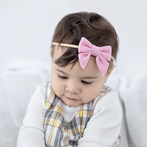 Fasce Per Capelli In Nylon Elastico Per Neonati Con Fiocco In Velluto A Coste Comode Fasce Per Capelli Per Bambini Accessori Capelli